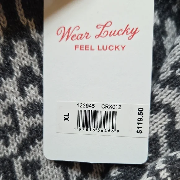 Lucky Brand Shawl Collar Open Front Jacquard Knit Cardigan - Picture 7 of 9